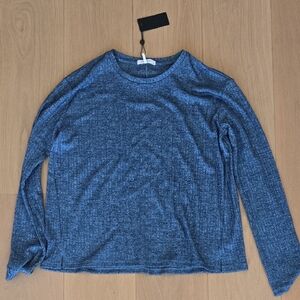 rag & bone Heathered Blue Long Sleeve Tee
